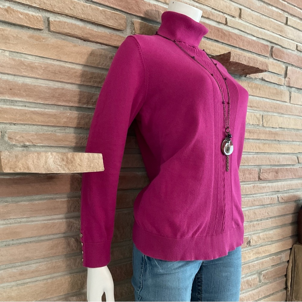 Tommy Hilfiger Knitted Turtleneck Cotton Blend Pink/Purple Large
